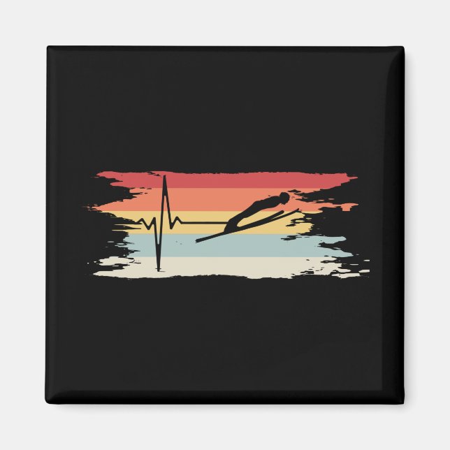 Ski Jumping Retro Magnet (Front)