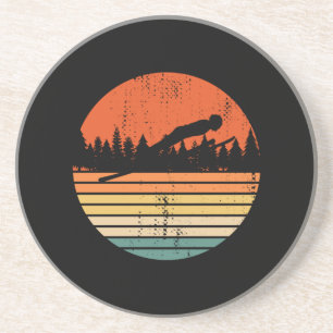 Ski Jumping Retro Ski Jumper Gift Coaster