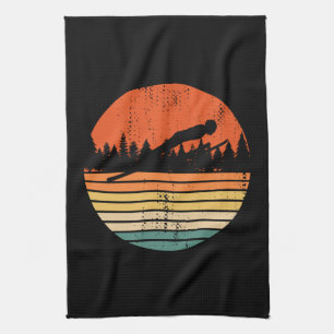 Ski Jumping Retro Ski Jumper Gift Kitchen Towel