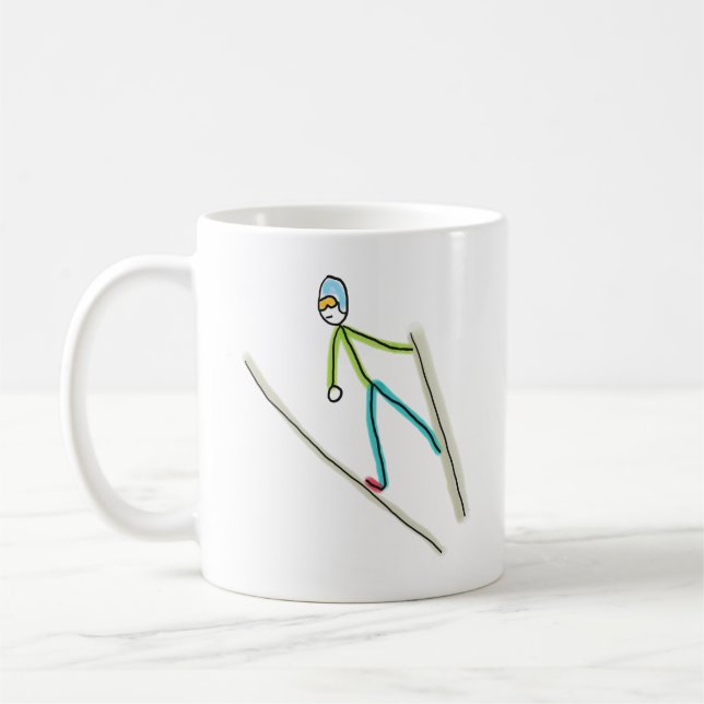 Ski Jumping Stickman Coffee Mug (Left)