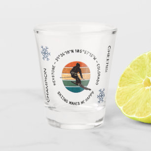 Ski Keystone, Colorado - Man Skier, Black Text Shot Glass
