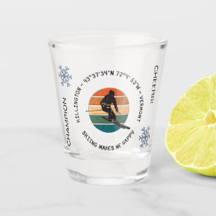 Ski Killington, Vermont - Man Skier, Black Text Shot Glass