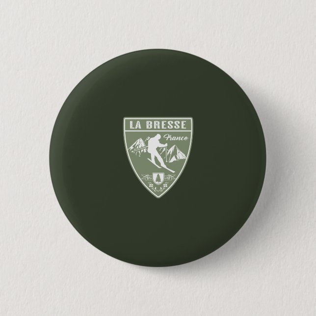 Ski La Bresse France 2 Inch Round Button (Front)