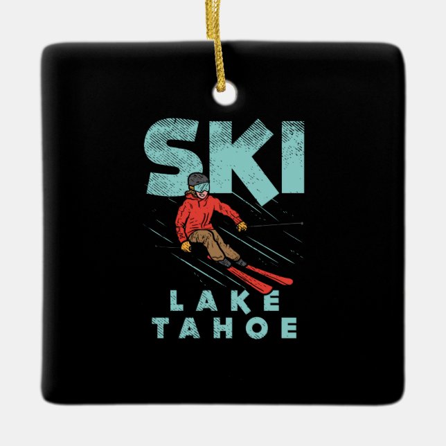 Ski Lake Tahoe Ceramic Ornament (Front)