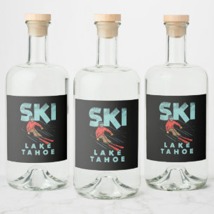 Ski Lake Tahoe Liquor Bottle Label