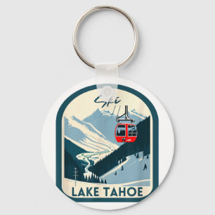 Ski lake tahoe retro vintage style lake tahoe keychain