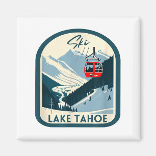 Ski lake tahoe retro vintage style lake tahoe magnet