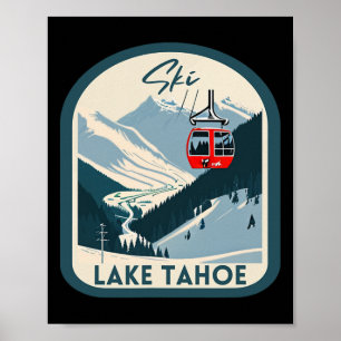 Ski Lake Tahoe Retro Vintage Style Lake Tahoe Skii Poster
