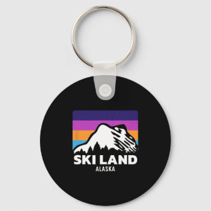 Ski Land Fairbanks Alaska Skiing Snowboarding Fami Keychain