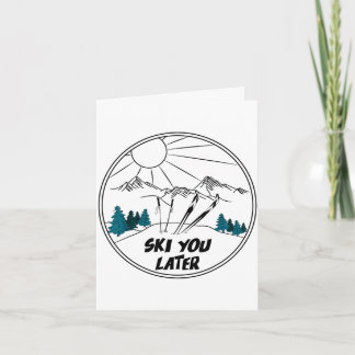 Ski later winter sports vintage powder snow skiing card