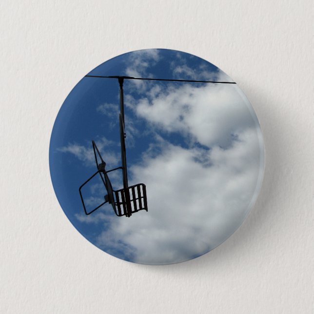 Ski Lift and Sky 2 Inch Round Button (Front)