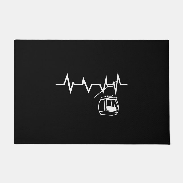 Ski Lift Heartbeat Skier Doormat (Front)