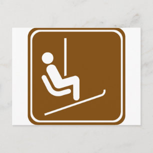 Ski Lift Highway Sign Postcard