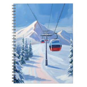 Ski Lift Snow Mountain Gondola Watercolor Notebook