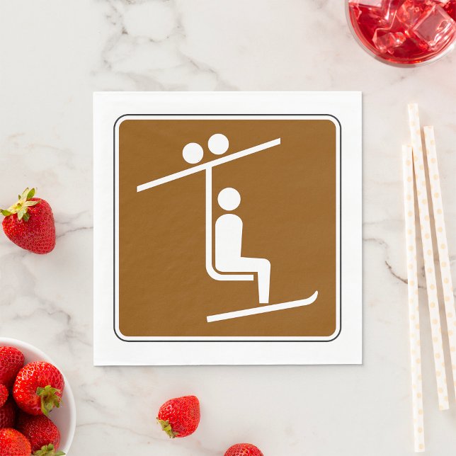 Ski Lift Symbol Rustic Winter Sports Icon Napkin (Creator Uploaded)