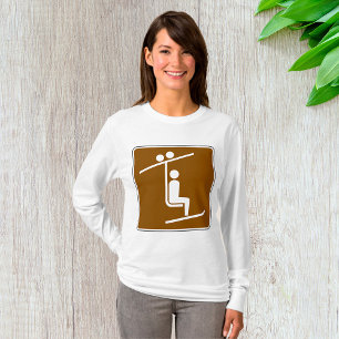 Ski Lift Symbol Rustic Winter Sports Icon T-Shirt