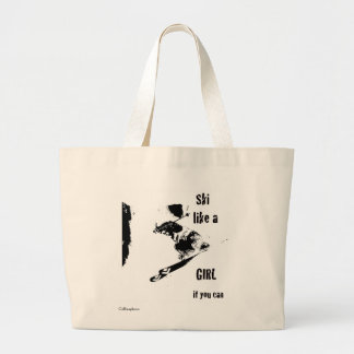 ski like a girl large tote bag