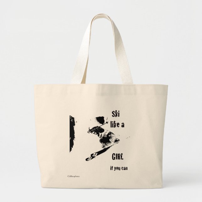 ski like a girl large tote bag (Front)