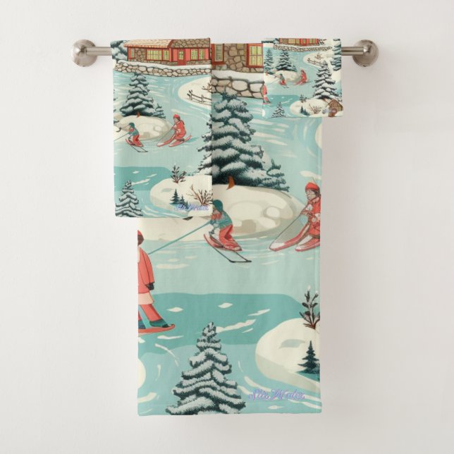 ski lodge bain Serviettes set (En situation)