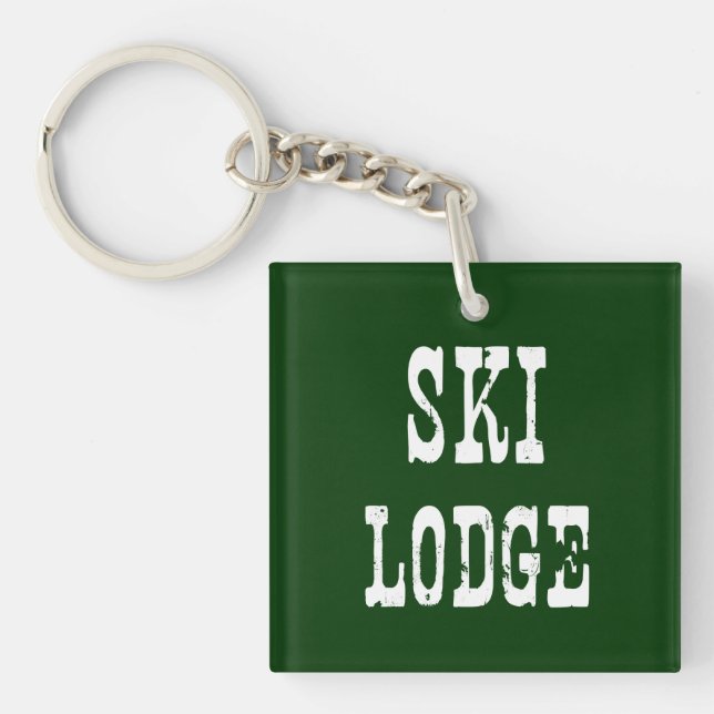 Ski Lodge Green Keychain (Front)