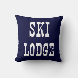 Ski Lodge Navy Throw Pillow