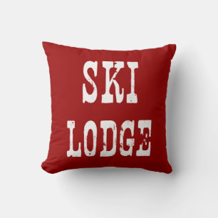 Ski Lodge Red Throw Pillow