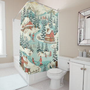 ski lodge shower curtain