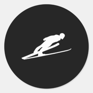 Ski Long Jump Jumping Outfit Skiing Snow Skier Win Classic Round Sticker