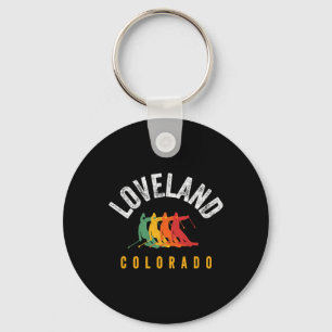 Ski Loveland Skier Loveland Mountain Skier Retro V Keychain