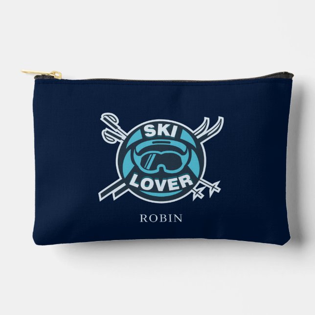 Ski Lover Personalized Winter Slopes Accessory Pouch (Front)