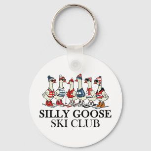 Ski lover silly goose ski club a gaggle of geese keychain