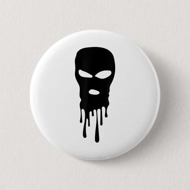 Ski Mask Balaclava Bandit Mask Robber Mask Hip Hop 2 Inch Round Button (Front)