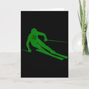 Ski men women kids st patrick's day lucky skiing card