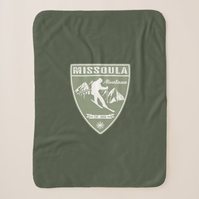 Ski Missoula Montana Sherpa Blanket (Front)