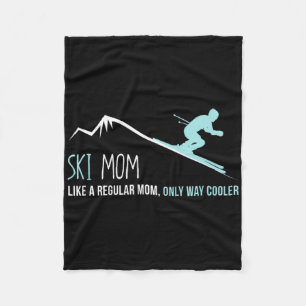 Ski Mom Funny Cute Winter Skiing Gift Fleece Blanket