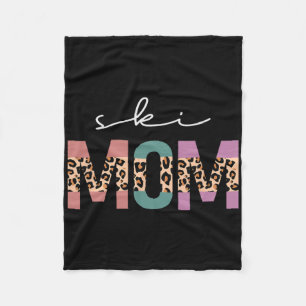 Ski Mom Funny Skiier Gift Ski Skier Skiing Mom Leo Fleece Blanket