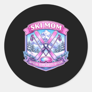 Ski mom slope safety officer mother's day skier mu classic round sticker