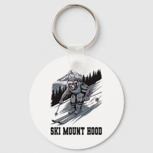 Ski Monster Racing Down Mount Hood Oregon Wow Fun  Keychain