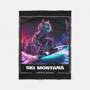 Ski Montana United States Ski Skiing Skier Fleece Blanket