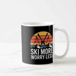 Ski More Worry Less Retro Skiing Mountains  Coffee Mug