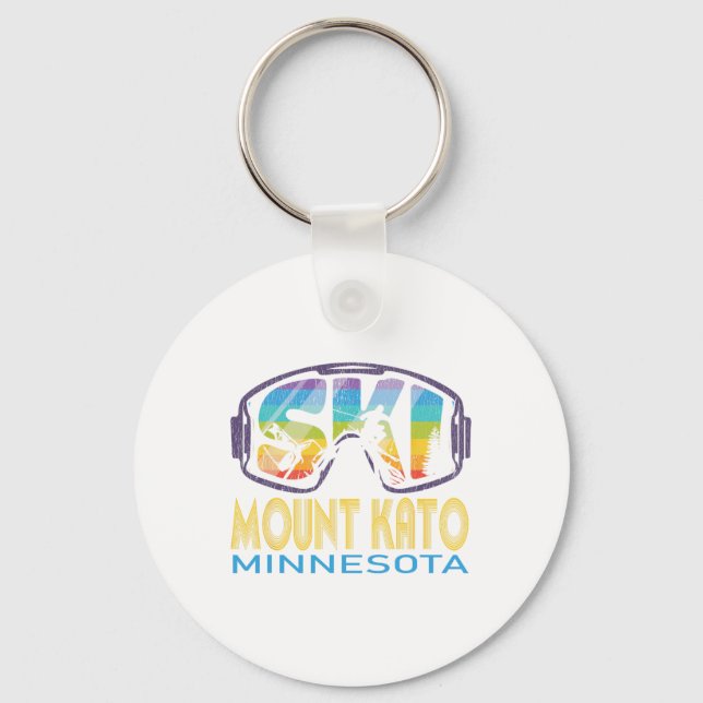 Ski Mount Kato Minnesota Skiing Vacation  Keychain (Front)