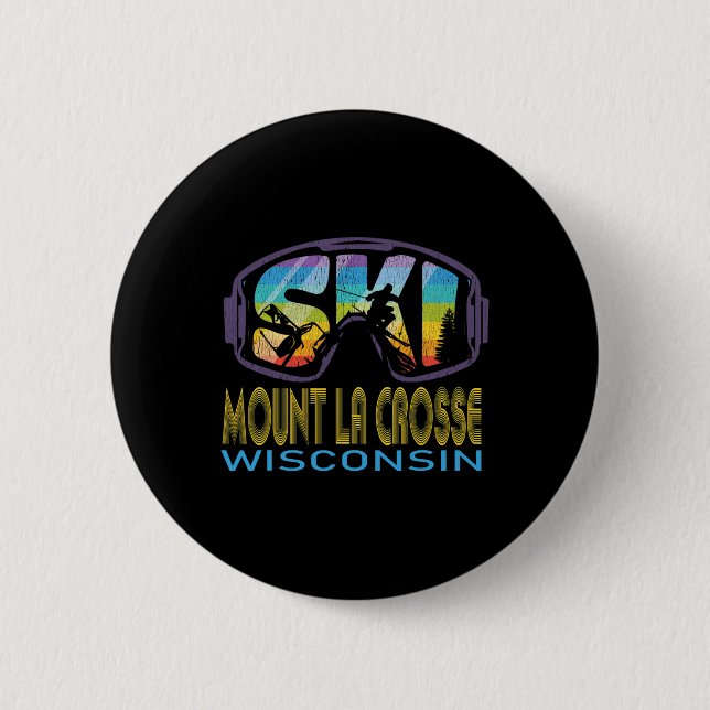 Ski Mount La Crosse Wisconsin Skiing Vacation  2 Inch Round Button (Front)