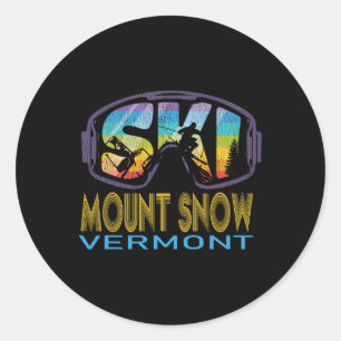 Ski Mount Snow Vermont Skiing Vacation Classic Round Sticker