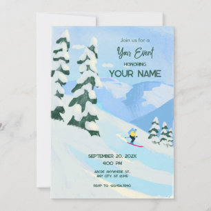 Ski Mountain snow Invitation