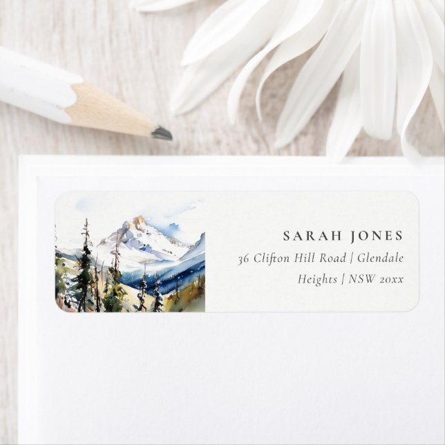 Ski Mountain Telluride Colorado Aquarelle Adresse (En situation)