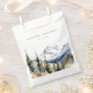 Ski Mountain Telluride Colorado Watercolor Wedding Favour Bag