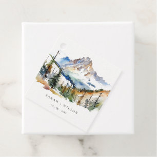 Ski Mountain Telluride Colorado Watercolor Wedding Favour Tags