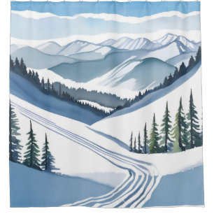 Ski Mountain Watercolor