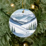 Ski Mountain Watercolor Ceramic Ornament<br><div class="desc">Ski Mountain Watercolor Snowflake Ornament!</div>