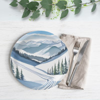 Ski Mountain Watercolor